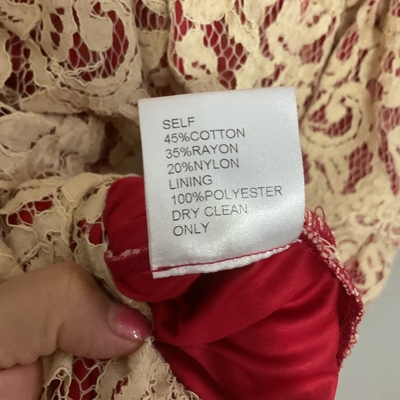 Tadashi Shoji cream lace overlay peplum dress size 14 - Picture 7 of 7